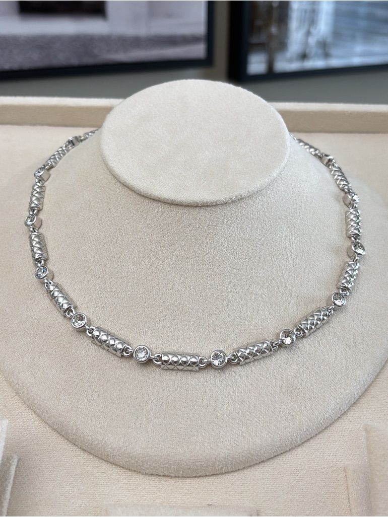 D'orlan Rhodium Plated Necklace With Swarovski Crystals - 16-18